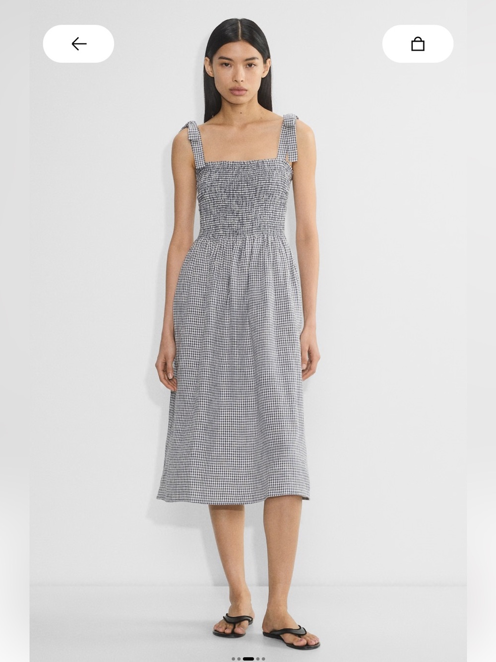 BNWT Wilfred Golden Hour 100% linen Gingham Midi Dress - small, navy/white